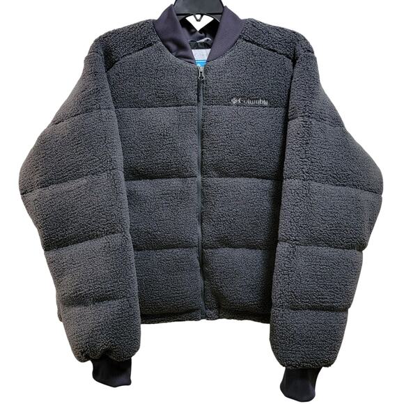 Columbia Women Puffect Novelty Bomber Jacket Size US XL Grey Fleece - Picture 1 of 3